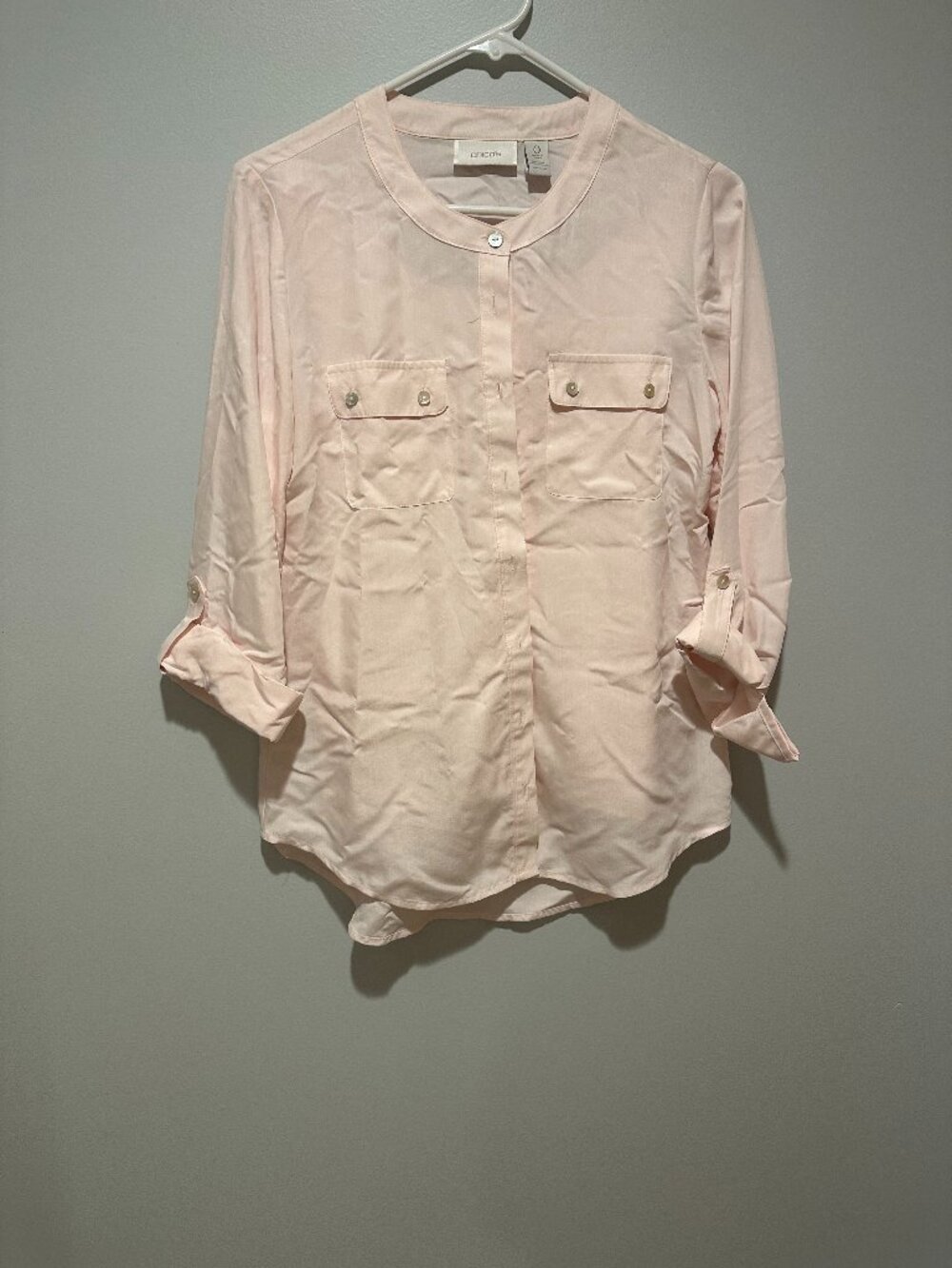 Chico’s Light Pink Button Up Shirt Women’s Blouse With Inner Layer New